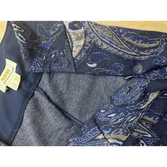 Anthropologie MAEVE Metallic Paisley Pants Women 10P Navy Gold Flare Maria Boho - Picture 4 of 7